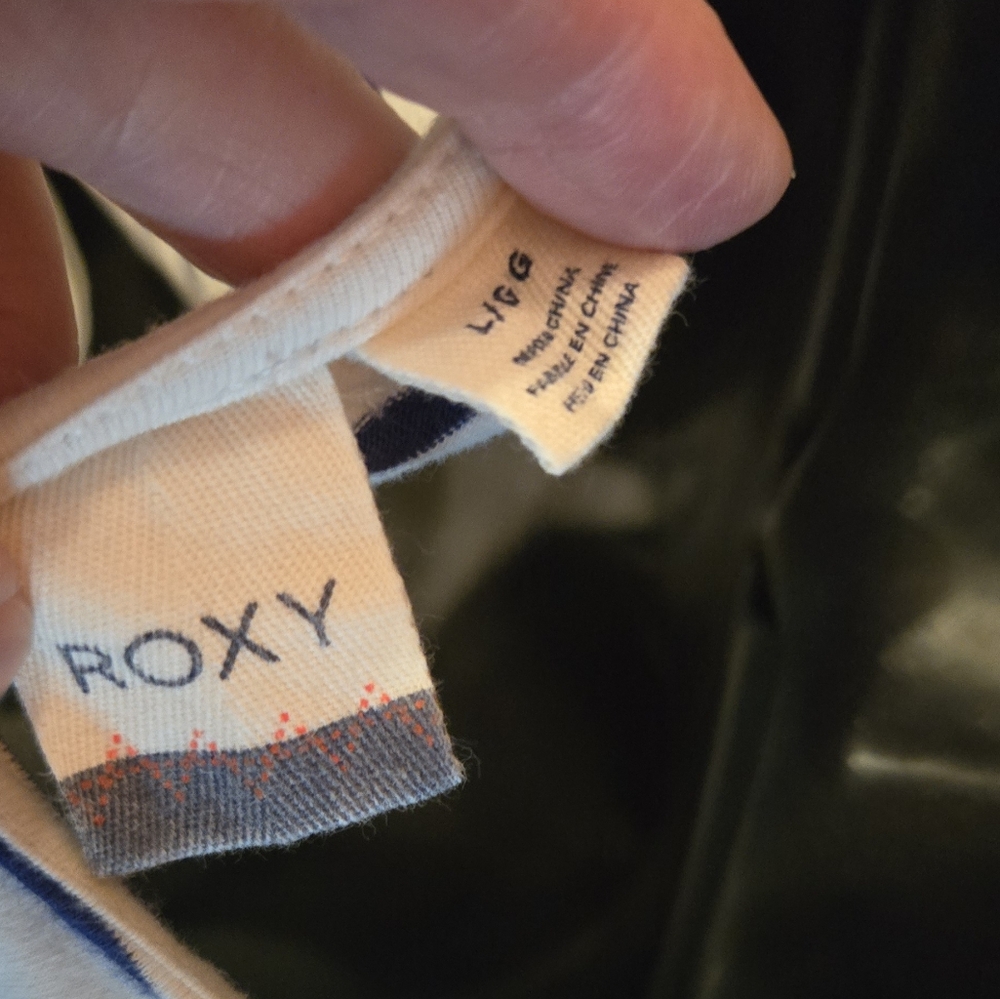 Roxy Blue & White Striped Stretchy Midi Dress SzL - Picture 7 of 8